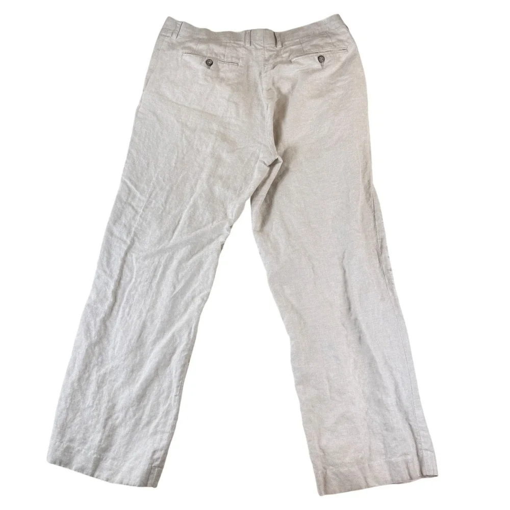 Claiborne Linen‎ Casual Pants Men's Beige Size 36x30 - Fit 34x28 Beach Vacation